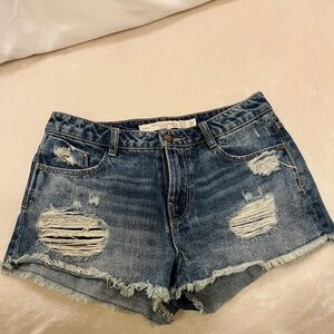 Distressed Low waist distressed denim shorts